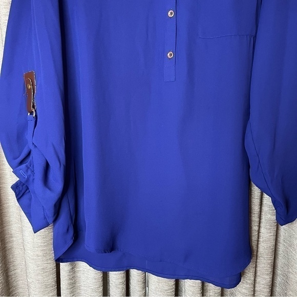 Zac & Rachel Purple Flowy Cuffed Sleeve Tunic Blouse Size Large - Picture 5 of 16